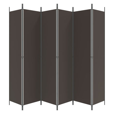 6-Panel Room Divider Brown 300x220 cm Fabric