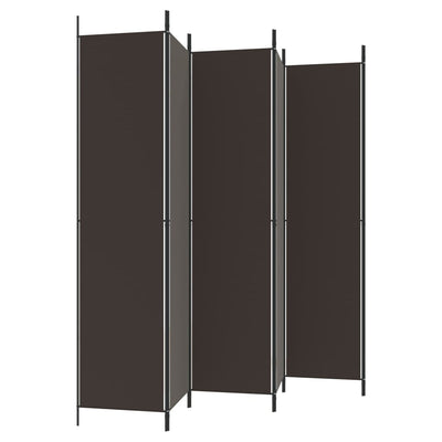 6-Panel Room Divider Brown 300x220 cm Fabric