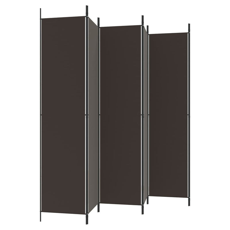 6-Panel Room Divider Brown 300x220 cm Fabric