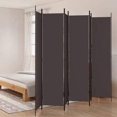 6-Panel Room Divider Brown 300x220 cm Fabric