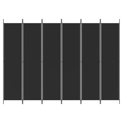 6-Panel Room Divider Black 300x220 cm Fabric