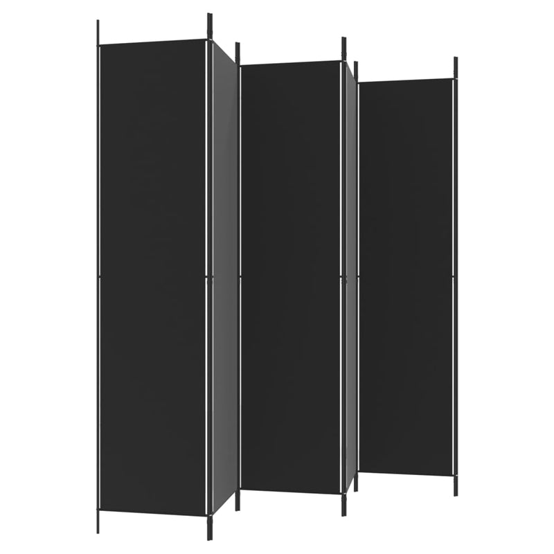 6-Panel Room Divider Black 300x220 cm Fabric