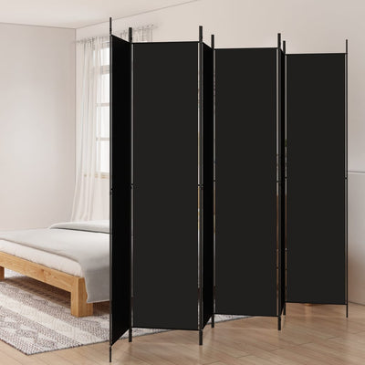 6-Panel Room Divider Black 300x220 cm Fabric