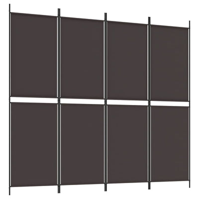 4-Panel Room Divider Brown 200x180 cm Fabric