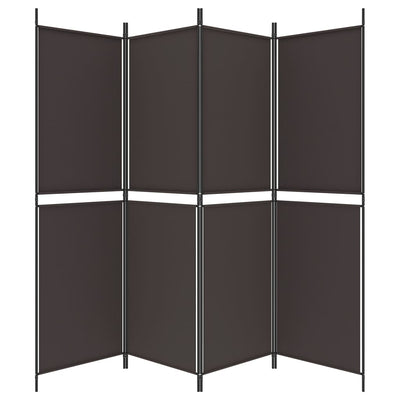 4-Panel Room Divider Brown 200x180 cm Fabric