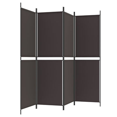 4-Panel Room Divider Brown 200x180 cm Fabric