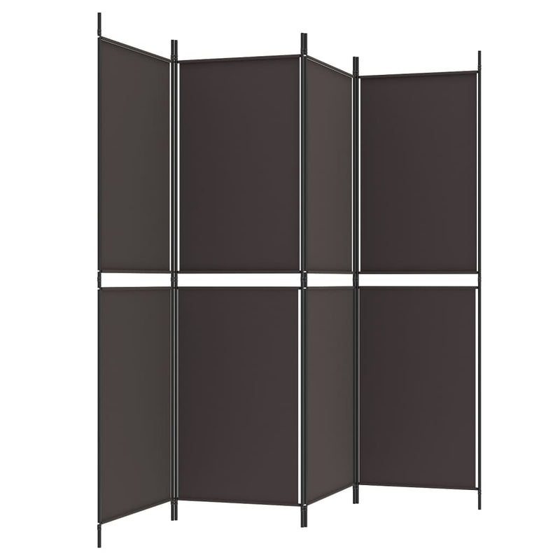 4-Panel Room Divider Brown 200x180 cm Fabric