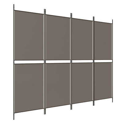 4-Panel Room Divider Anthracite 200x180 cm Fabric