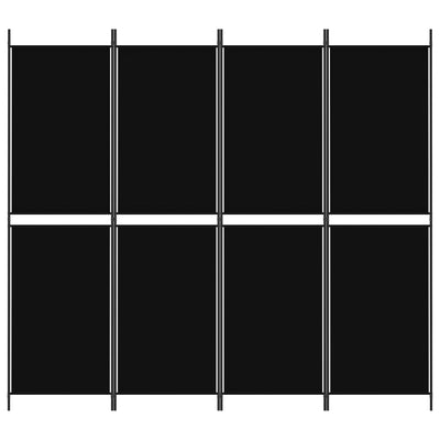 4-Panel Room Divider Black 200x180 cm Fabric