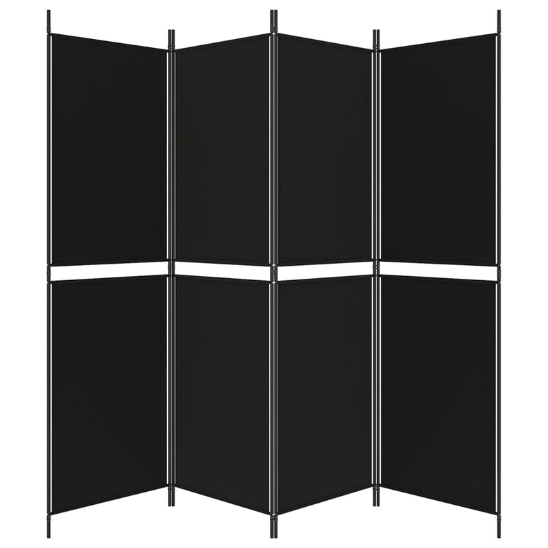 4-Panel Room Divider Black 200x180 cm Fabric