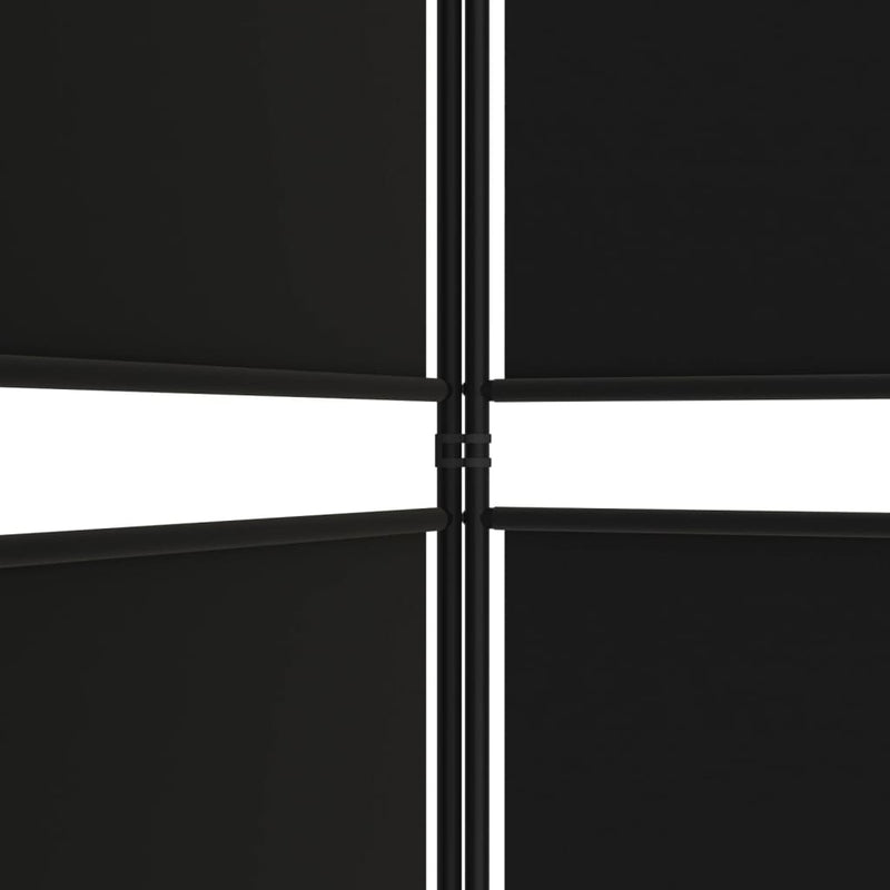 4-Panel Room Divider Black 200x180 cm Fabric