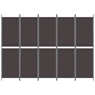 5-Panel Room Divider Brown 250x180 cm Fabric