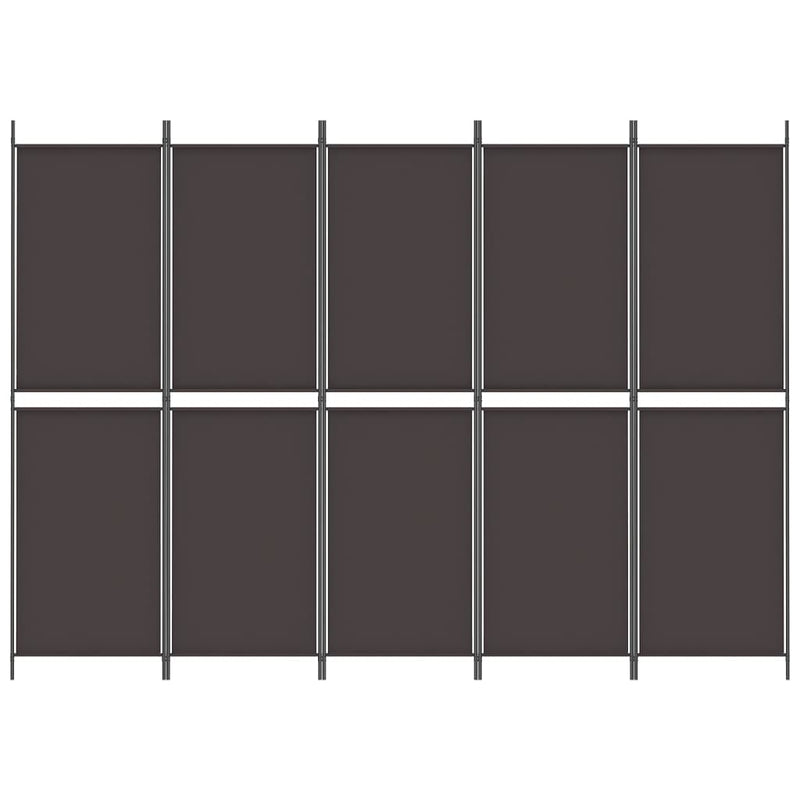 5-Panel Room Divider Brown 250x180 cm Fabric