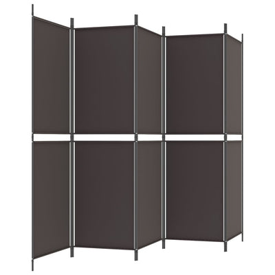 5-Panel Room Divider Brown 250x180 cm Fabric