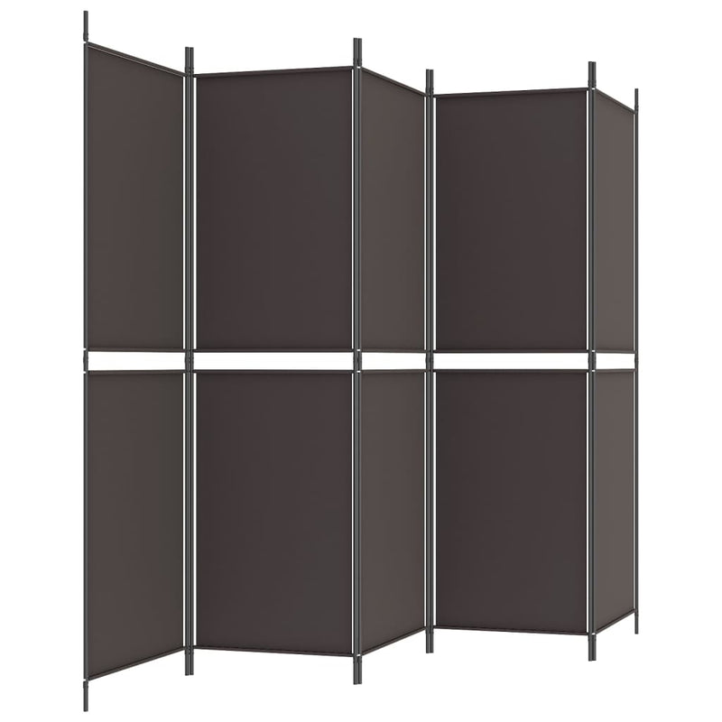 5-Panel Room Divider Brown 250x180 cm Fabric