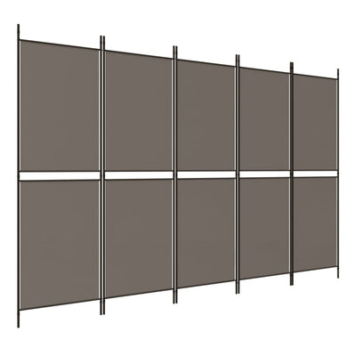 5-Panel Room Divider Anthracite 250x180 cm Fabric