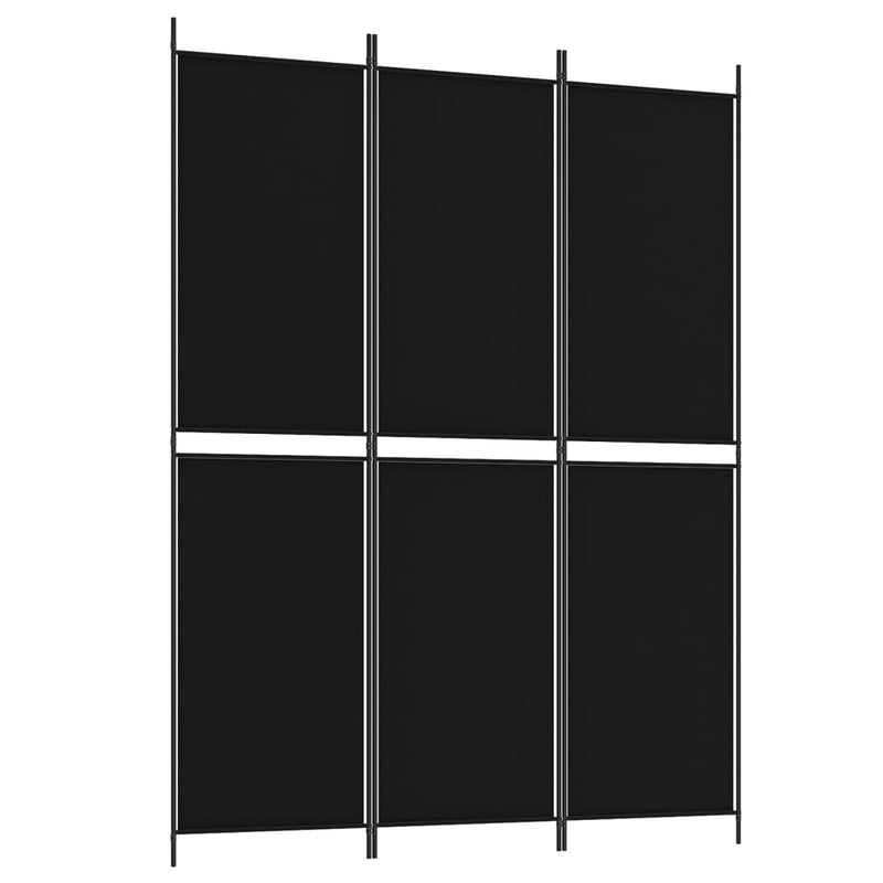 3-Panel Room Divider Black 150x200 cm Fabric