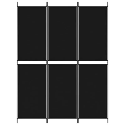 3-Panel Room Divider Black 150x200 cm Fabric