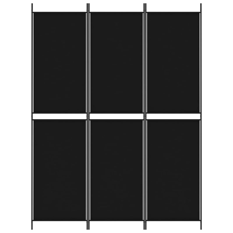 3-Panel Room Divider Black 150x200 cm Fabric