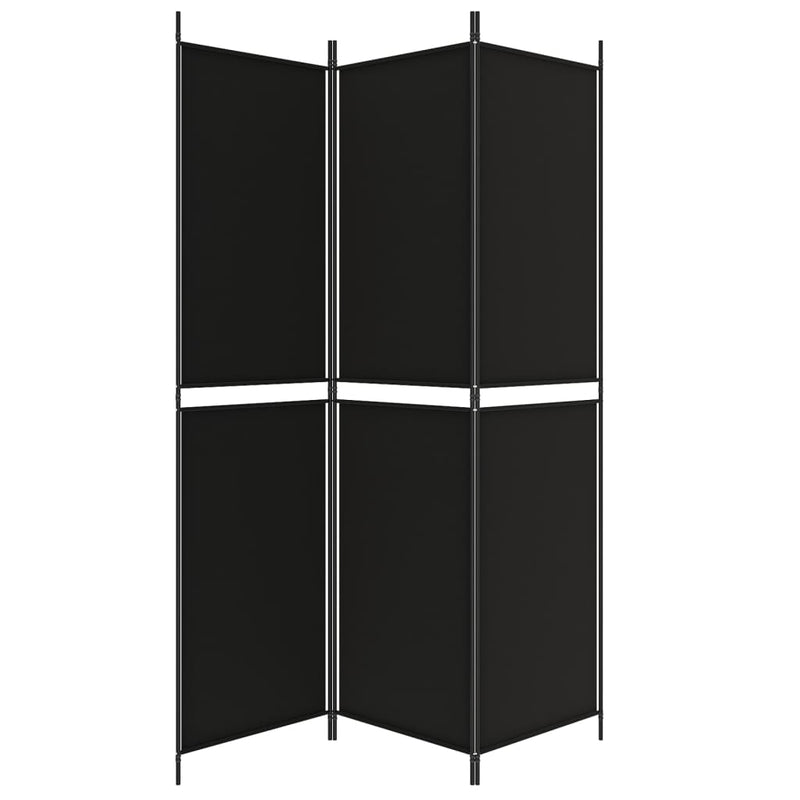 3-Panel Room Divider Black 150x200 cm Fabric