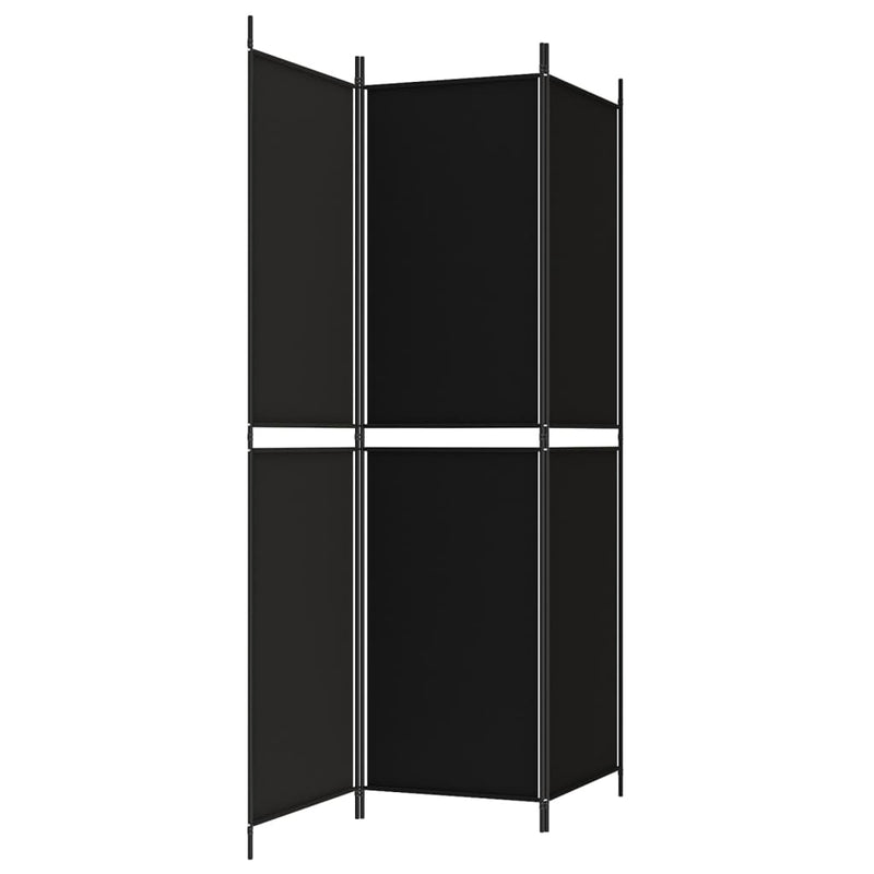 3-Panel Room Divider Black 150x200 cm Fabric