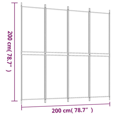 4-Panel Room Divider Brown 200x200 cm Fabric