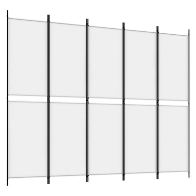 5-Panel Room Divider White 250x200 cm Fabric