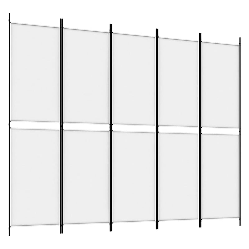 5-Panel Room Divider White 250x200 cm Fabric