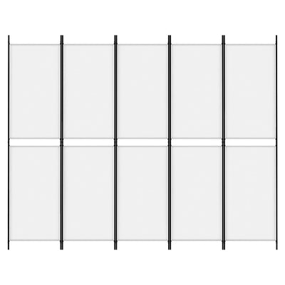 5-Panel Room Divider White 250x200 cm Fabric