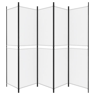 5-Panel Room Divider White 250x200 cm Fabric