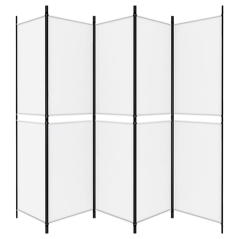 5-Panel Room Divider White 250x200 cm Fabric