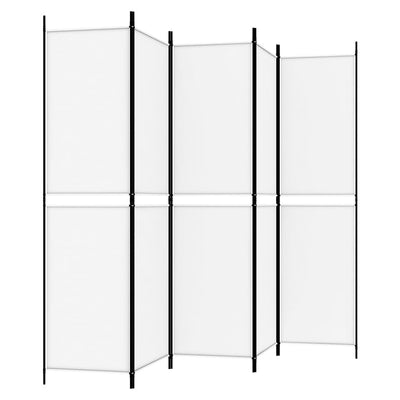 5-Panel Room Divider White 250x200 cm Fabric