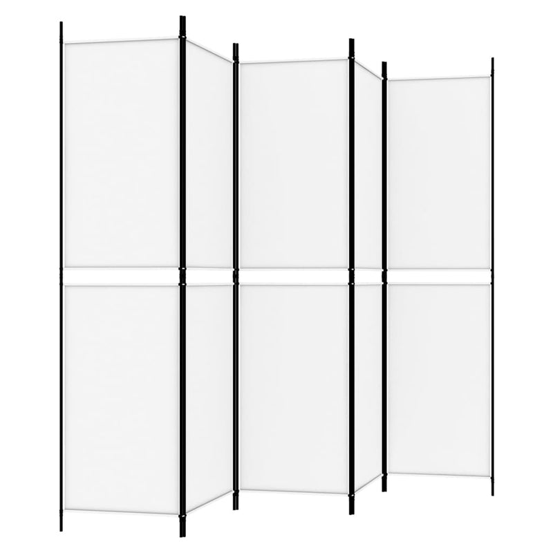 5-Panel Room Divider White 250x200 cm Fabric