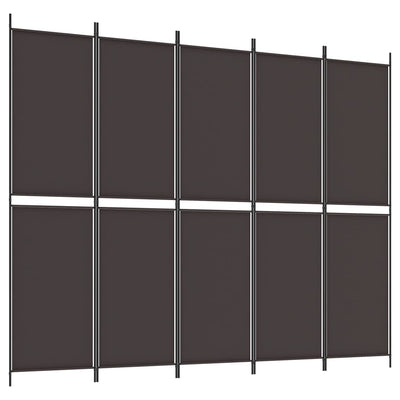 5-Panel Room Divider Brown 250x200 cm Fabric