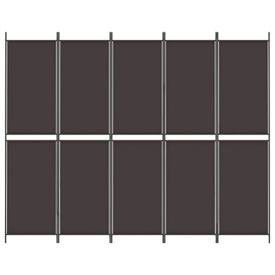 5-Panel Room Divider Brown 250x200 cm Fabric