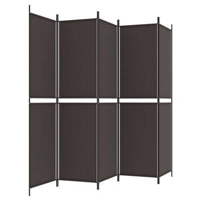 5-Panel Room Divider Brown 250x200 cm Fabric