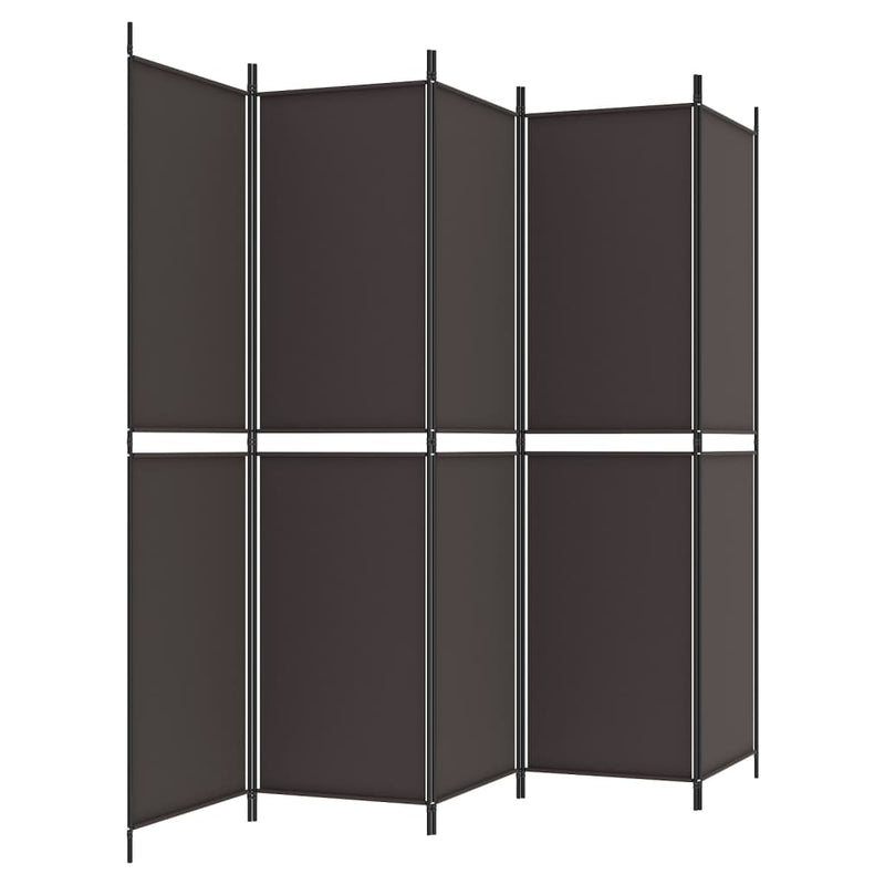 5-Panel Room Divider Brown 250x200 cm Fabric