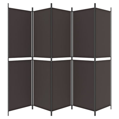 5-Panel Room Divider Brown 250x200 cm Fabric