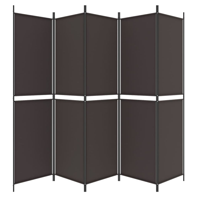 5-Panel Room Divider Brown 250x200 cm Fabric