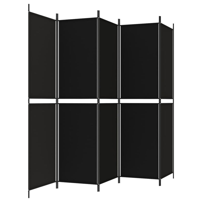 5-Panel Room Divider Black 250x200 cm Fabric