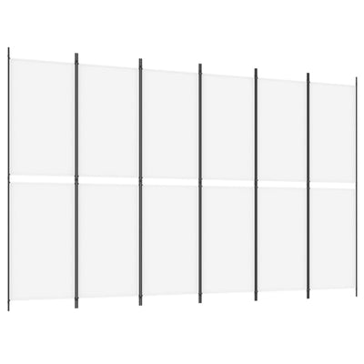 6-Panel Room Divider White 300x200 cm Fabric