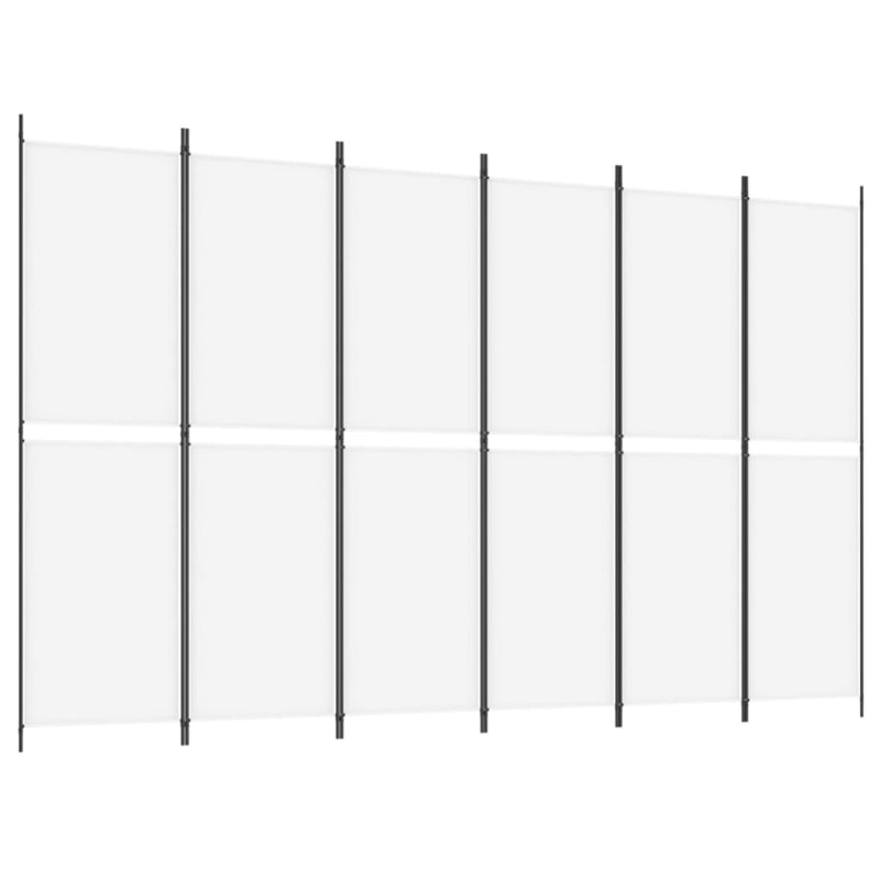 6-Panel Room Divider White 300x200 cm Fabric