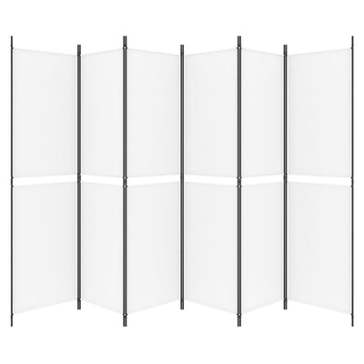 6-Panel Room Divider White 300x200 cm Fabric