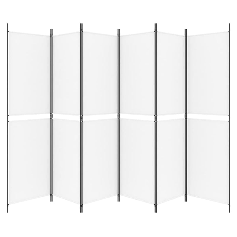 6-Panel Room Divider White 300x200 cm Fabric