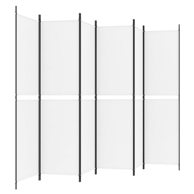 6-Panel Room Divider White 300x200 cm Fabric