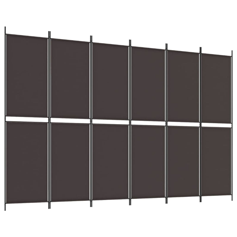 6-Panel Room Divider Brown 300x200 cm Fabric