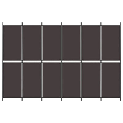 6-Panel Room Divider Brown 300x200 cm Fabric