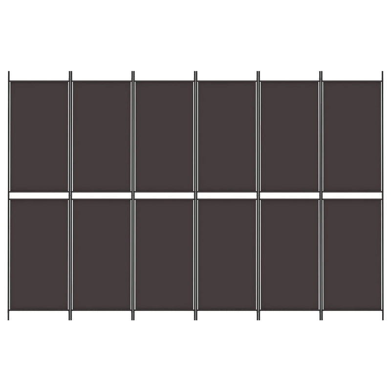 6-Panel Room Divider Brown 300x200 cm Fabric