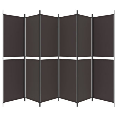 6-Panel Room Divider Brown 300x200 cm Fabric