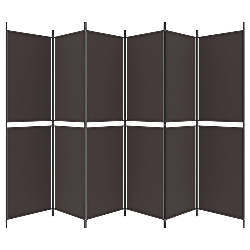 6-Panel Room Divider Brown 300x200 cm Fabric